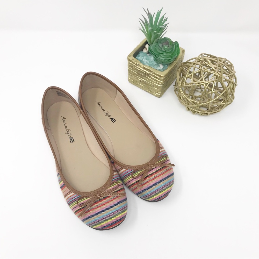 American Eagle Multicolor Striped Ballet Flats - 6